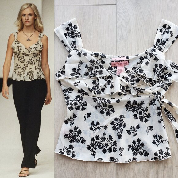 Bandolino White and black floral print top - Picture 1 of 9